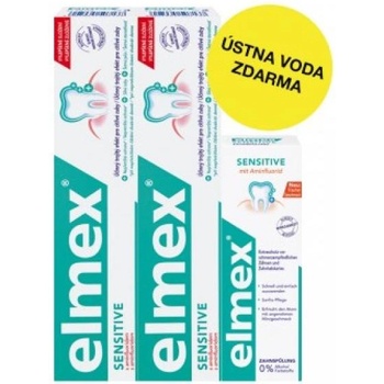 Elmex Sensitive дуопакет - 2x паста за зъби + 100 ml вода за уста