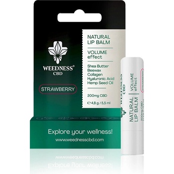 weednesscbd Натурален балсам за устни придаващ обем с 4% cbd Ягода