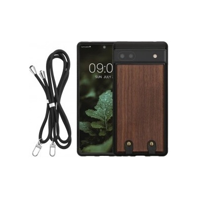 Pouzdro kwmobile Dřevěné Google Pixel 6a tmavě hnědé