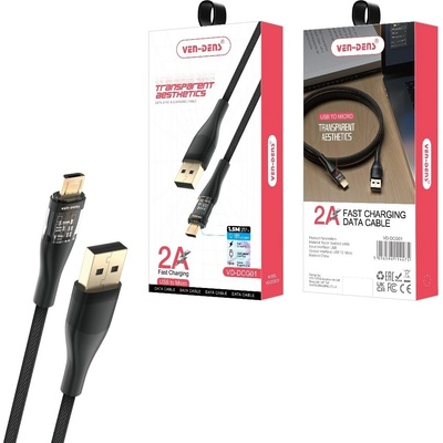 Ven-Dens KP34827 USB na Micro 2A Rýchlonabíjací, 1,5m, černý