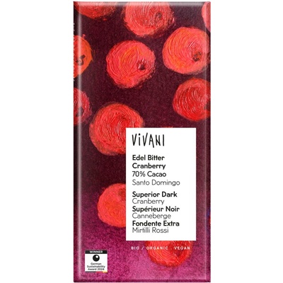Vivani hořká & brusinky BIO 80 g