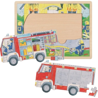Goki vícevrstvé puzzle Hasiči při práci 59 dílků