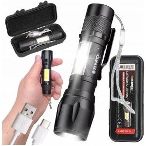 Uncanny Brand Led zoom flashlight 5w xpe+ cob+ case