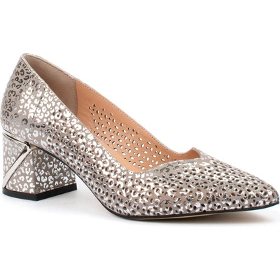 Дамски обувки от естествена кожа с дупки цвят визон