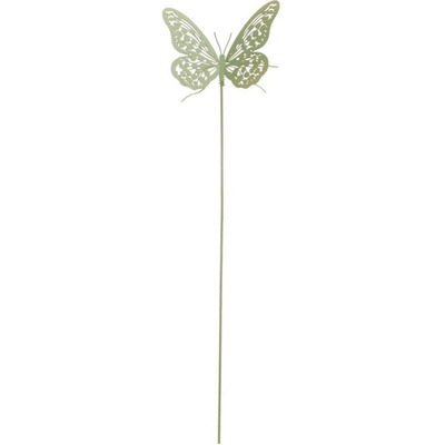 Ozdoba zapichovacia motýľ 11x8,5 cm plech mentol