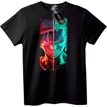 NOONEBRAND Тениска One Piece Луфи и Зоро разделен дизайн - XS, Black