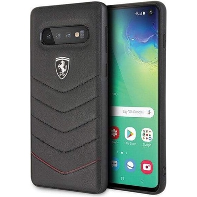 Ferrari Heritage Quilted Leather Hard Case - кожен кейс (естествена кожа) за Samsung Galaxy S10 Plus (черен)