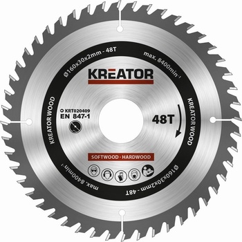 Kreator KRT020409 Pílový kotúč na drevo 160mm, 48T