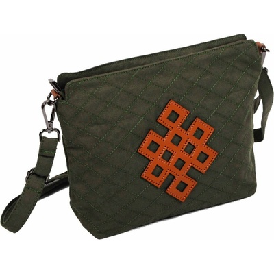Tibetská kabelka crossbody Tharpa tmavošedozelená