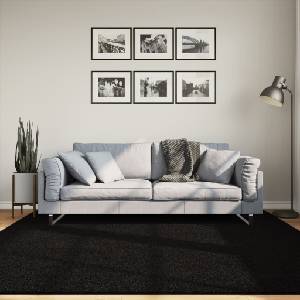 vidaXL Килим HUARTE с къс косъм, мек и миещ се, черен, 200x200 см (375118)