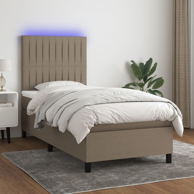 vidaXL Боксспринг легло с матрак и LED, таупе, 100x200 см, плат (3135017)
