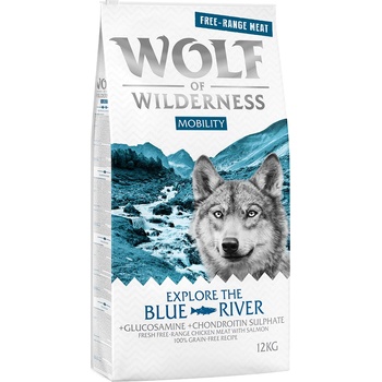 Wolf of Wilderness 12кг Mobility Explore The Blue River Wolf of Wilderness, суха храна за кучета- пиле и сьомга