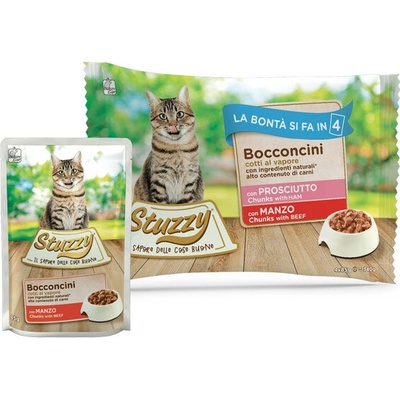 Stuzzy Cat Chunks hovězí a vepřové kousky 4 x 85 g