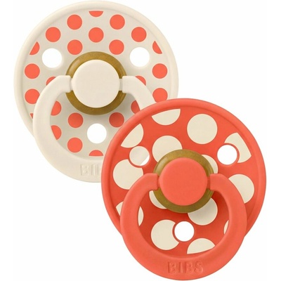 Bibs Studio Colour Polka cumlíky z prírodného kaučuku 2ks Ivory/Tango