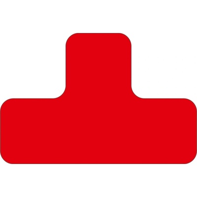 Samolepicí značení umístění palet s potiskem WT-7110, tvar ''T'' – polykarbonát, červená, 100×150×50 mm, balení 10 ks