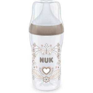 Nuk Бебешко шише Nuk Perfect Match - Temperature control, PP, 260 ml, размер М, сърце (10216014) - ozone