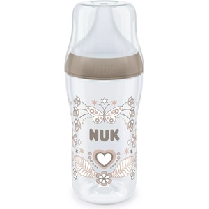 Nuk Бебешко шише Nuk Perfect Match - Temperature control, PP, 260 ml, размер М, сърце (10216014) - ozone