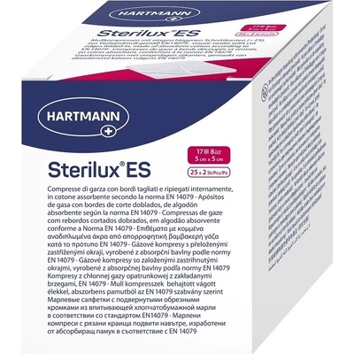 Sterilux ES kompres sterilný 17 vlákien 8 vrstiev 5 cmx5 cm 25 x 2 ks