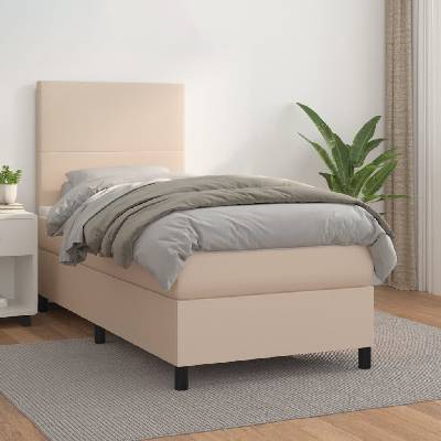 vidaXL 3142696 Boxspring postel s matrací umělá kůže cappuccino