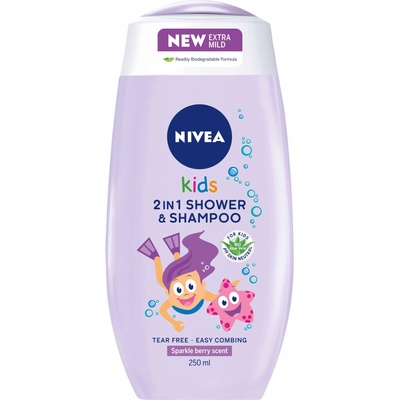 Nivea Kids Детски душ гел и шампоан, 2 в 1, 250 ml