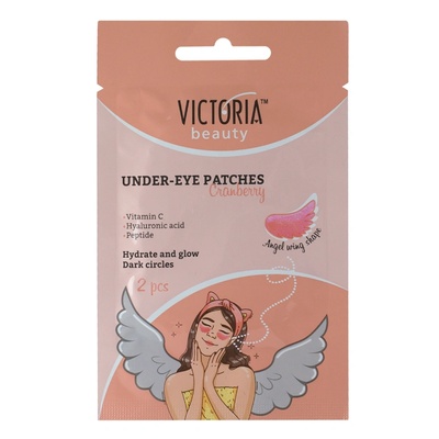 Victoria Beauty Пачове за под очи с форма на ангелско крило с червена боровинка, витамин с, хиалуронова киселина и пептид при дехидратация и при тъмни кръгове около очите 2бр (c-0770495)