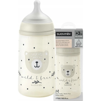 Suavinex kojenecká láhev Fox stříbrná 270ml