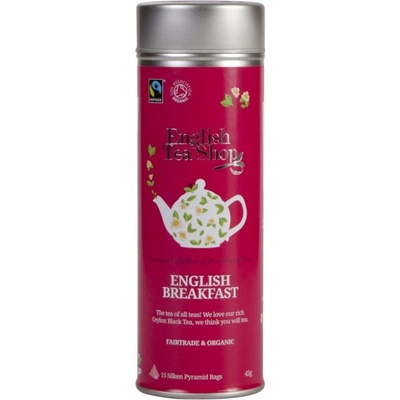 English Tea Shop Bio Černý čaj English Breakfast 15 kusů bioodbouratelných pyramidek čaje v recyklovatelné plechové dóze 30 g