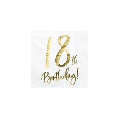 PartyDeco Papírové ubrousky 18th Birthday 33x33cm 20ks