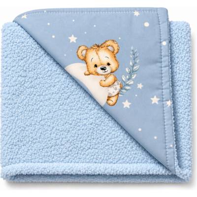 Baby Nellys Detská luxusná obojstranná deka Sleepy Teddy modrá
