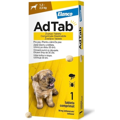 AdTab 56 mg žvýkací tablety pro psy 1,3-2,5 kg 1 tbl