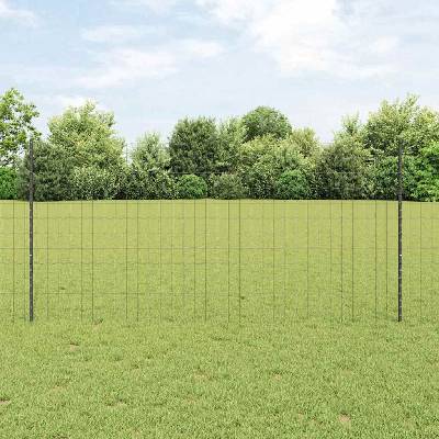 OMAXI Euro plot s pilotem 10 x 1,2 m Ocel potažená PVC Šedá Síťovina 923295