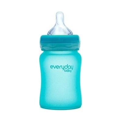 Everyday Baby fľaša sklo s teplotným senzorom Turquoise 150 ml