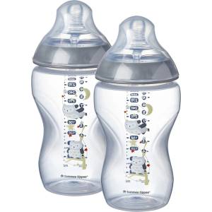 Tommee Tippee Комплект шишета Tommee Tippee - Easi Vent, Closer to Nature с декорация Бухал, 340 ml, 2 броя (TT.0038)