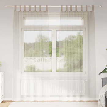 vidaXL Перде от воал С завеси 2 pcs Пясък 260 x 140 см Полиестер (4108046)