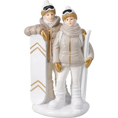 Vianočná soška Postavy lyžiarskeho páru 22 cm