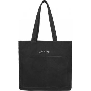 Miss Lulu kabelka veľká nákupná taška látková čierna