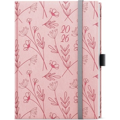 Prokop Vivella B6 Týdenní 2026 pastelově růžová Kvítí – Hledejceny.cz