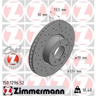 Brzdový kotúč ZIMMERMANN 150.1296.52 (150129652)