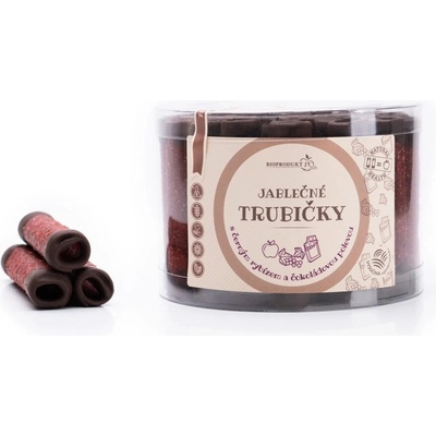Bioprodukt Jt Jablkové trubičky s čokoládovou polevou a čiernymi ríbezľami 31ks 420 g