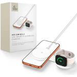 Tech-Protect A55 2IN1 магнитно безжично зарядно устройство MagSafe 25W Qi2.2, бяло