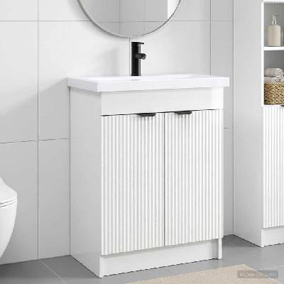 vidaXL Комплект мебели за баня Бял гланц 56 x 37, 5 x 81 см (3404148)