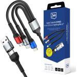 3mk Protection Кабел 3mk Hyper N-Series, от USB C/A(м) към USB C(м), USB Micro B(м), Lightning(м), 1.2m, 18W, черен