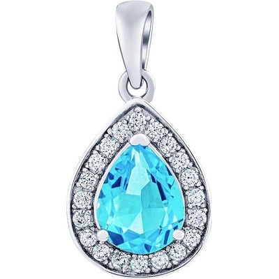 SILVEGO Strieborný prívesok BRISA so Swiss Blue Topazom a Brilliance Zirconia JJJ1141PTS