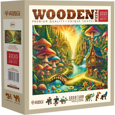 Wooden City Дървен пъзел Wooden City, 1010 части - Приказна гора край водопада (NB 0816-XL)