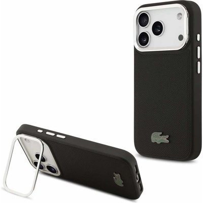 Lacoste Дизайнерски кожен кейс с MagSafe за iPhone 17 Pro - Lacoste Iconic Petit Pique Camera Stand MagSafe Case (черен) (LCHMP17LPCSLAK)