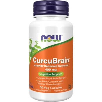 Image 1 of NOW CurcuBrain 400 mg | Longvida® Optimized Curcumin [50 капсули]
