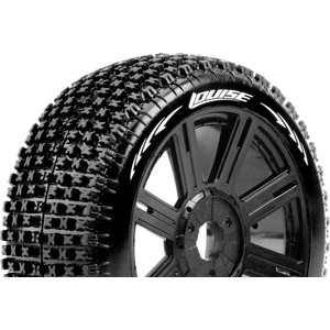 LOUISE RC Гуми за бъги 1/8 Louise RC B-PIRATE Buggy Tire Set Mounted Soft Black Spoke Wheels Hex 17mm LOUT3126SB (LOUT3126SB)