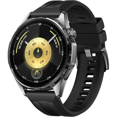 Смарт часовник Huawei Watch GT 6, 46mm, 1.47" (3.73cm) AMOLED дисплей, Bluetooth, магнитометър, барометър, IP69 водоустойчивост, до 12 дни живот на батерията, над 100 спортни режима, черен
