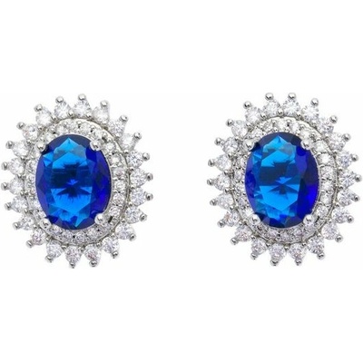 Oliver Weber Oválne náušnice kôstky s modrými kryštálmi Dusk 23202