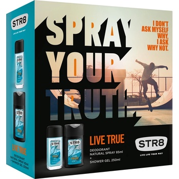 STR8 Live True deospray 85 ml + sprchový gel 250 ml dárková sada